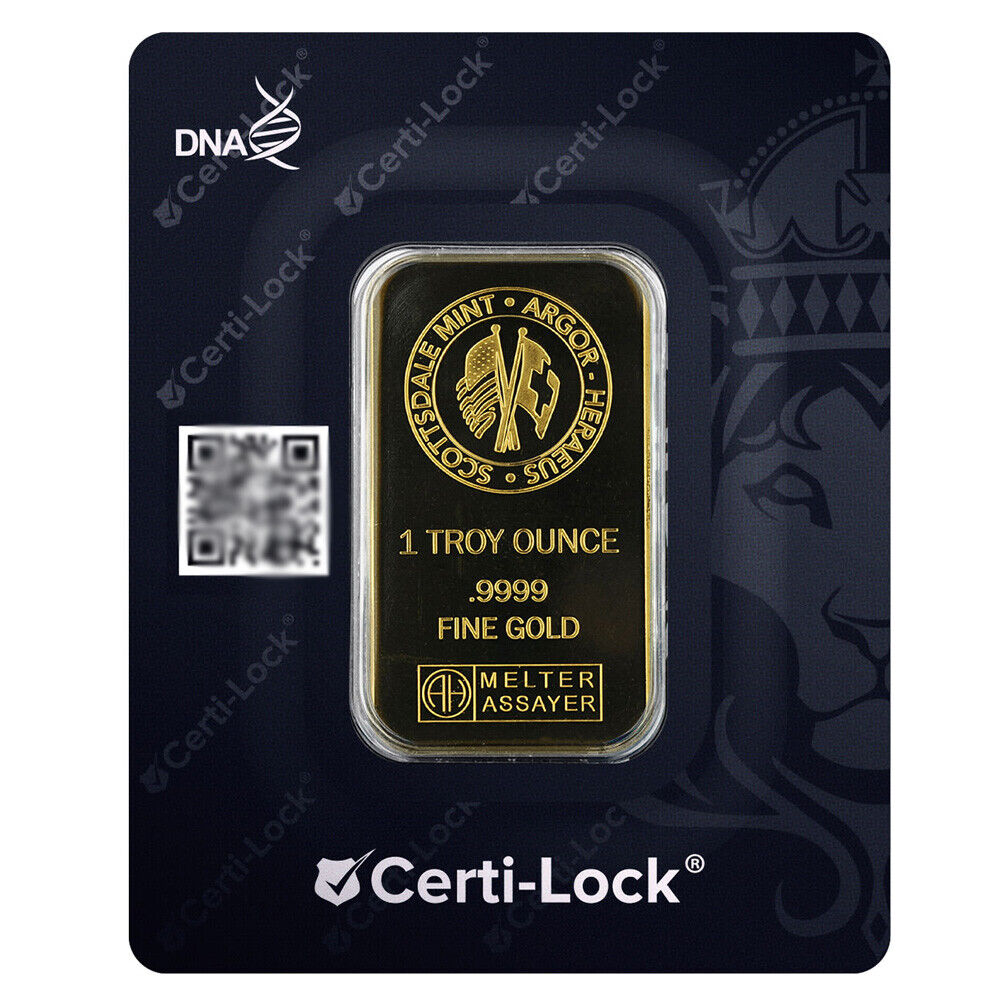 1 oz Scottsdale Lion .9999 Fine Gold Bar