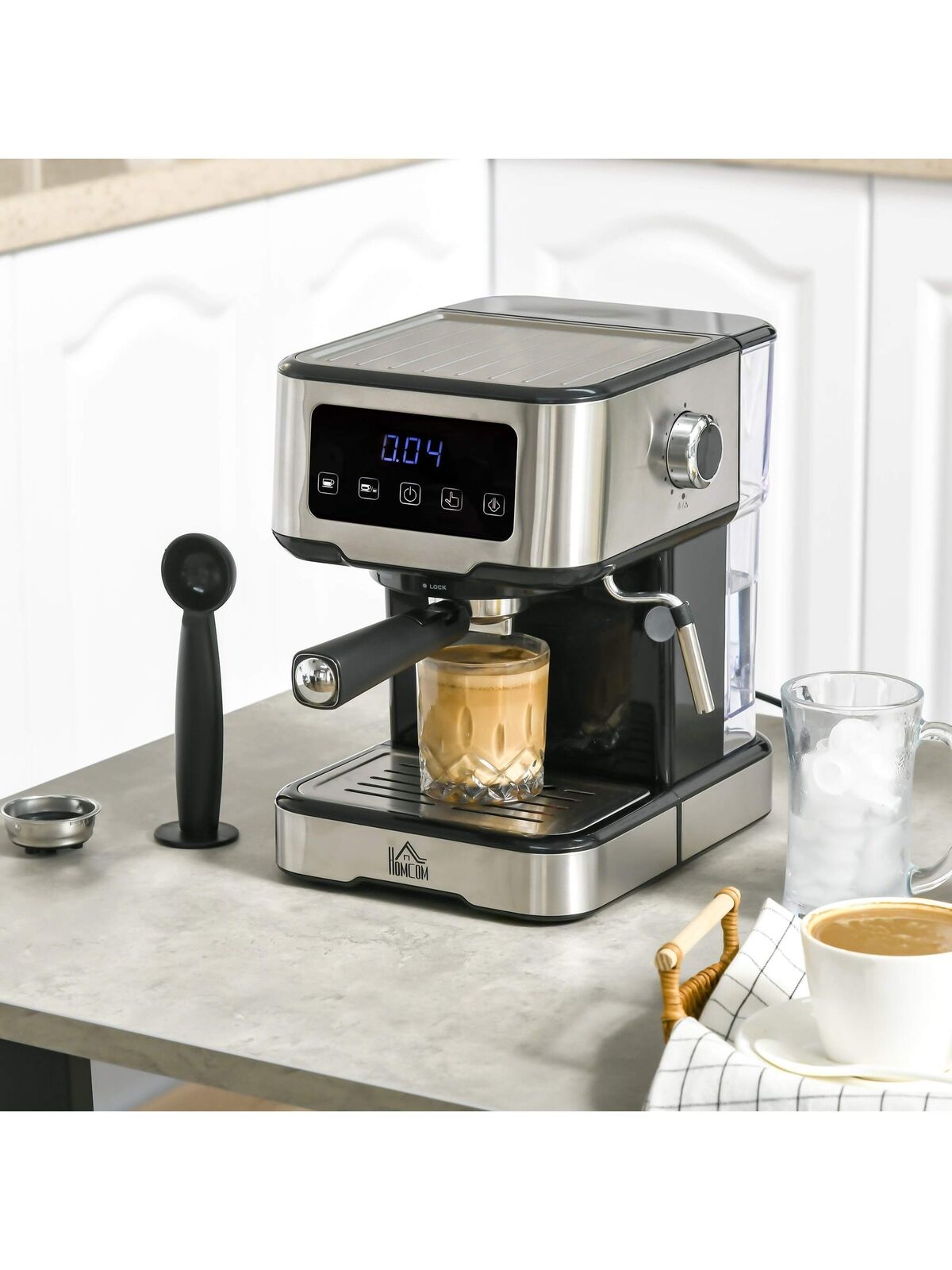 HOMCOM 15-Bar Espresso Machine with Milk Frother