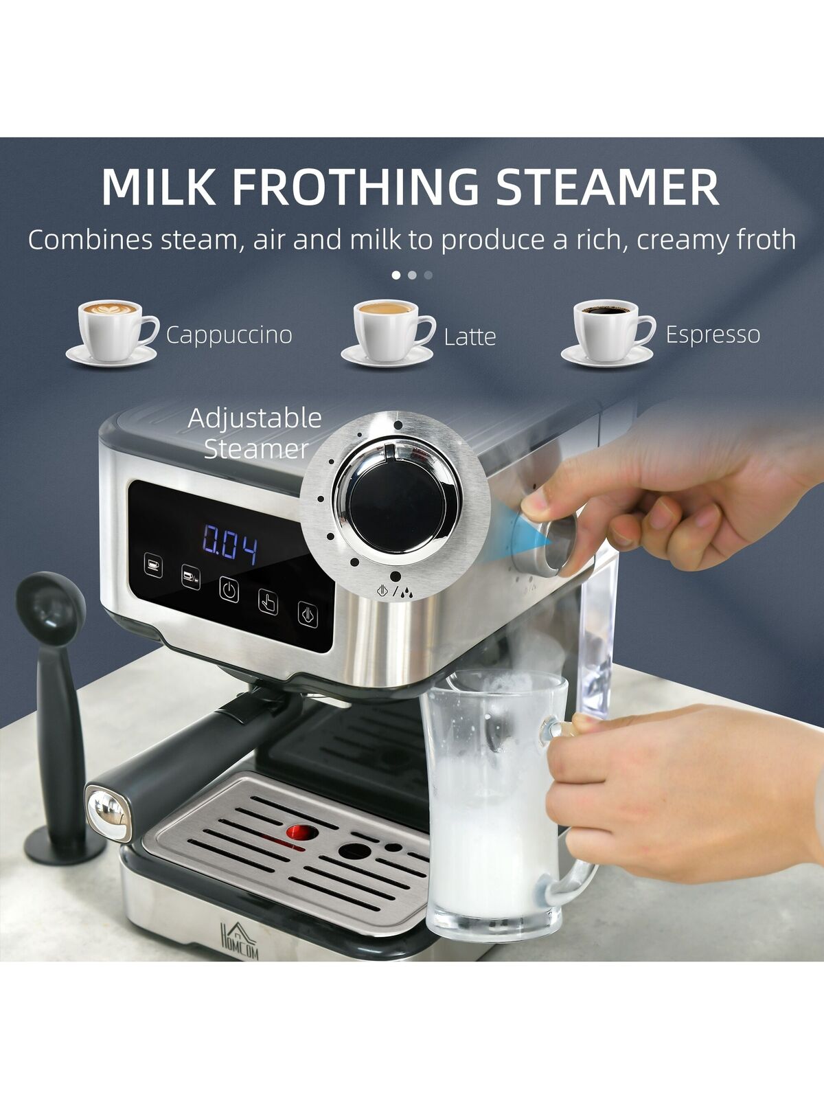 HOMCOM 15-Bar Espresso Machine with Milk Frother