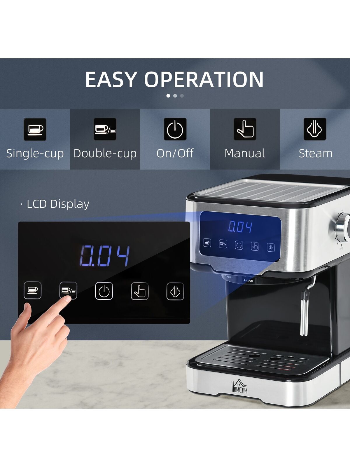 HOMCOM 15-Bar Espresso Machine with Milk Frother