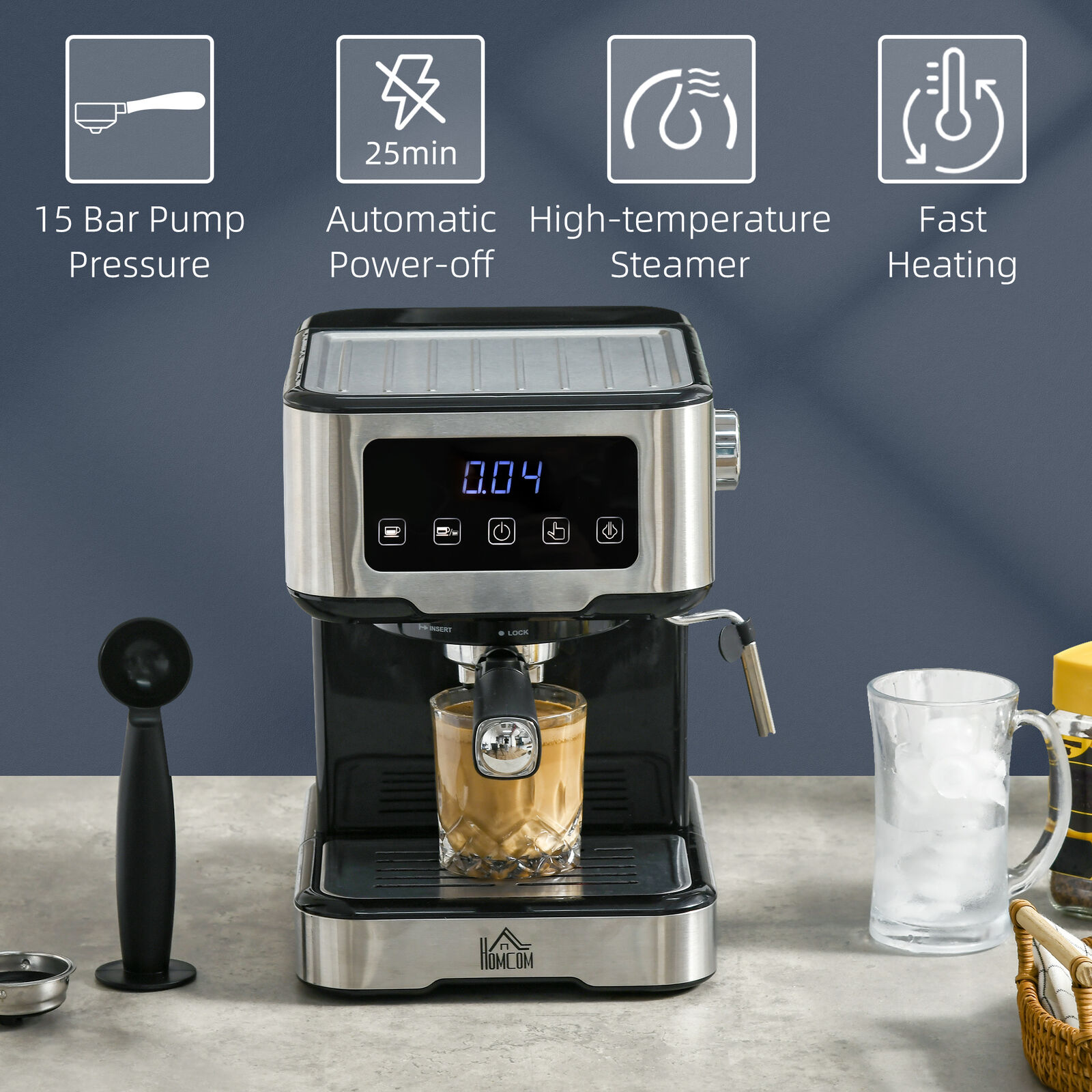 15-Bar Espresso Machine with Frother for Latte/Cappuccino