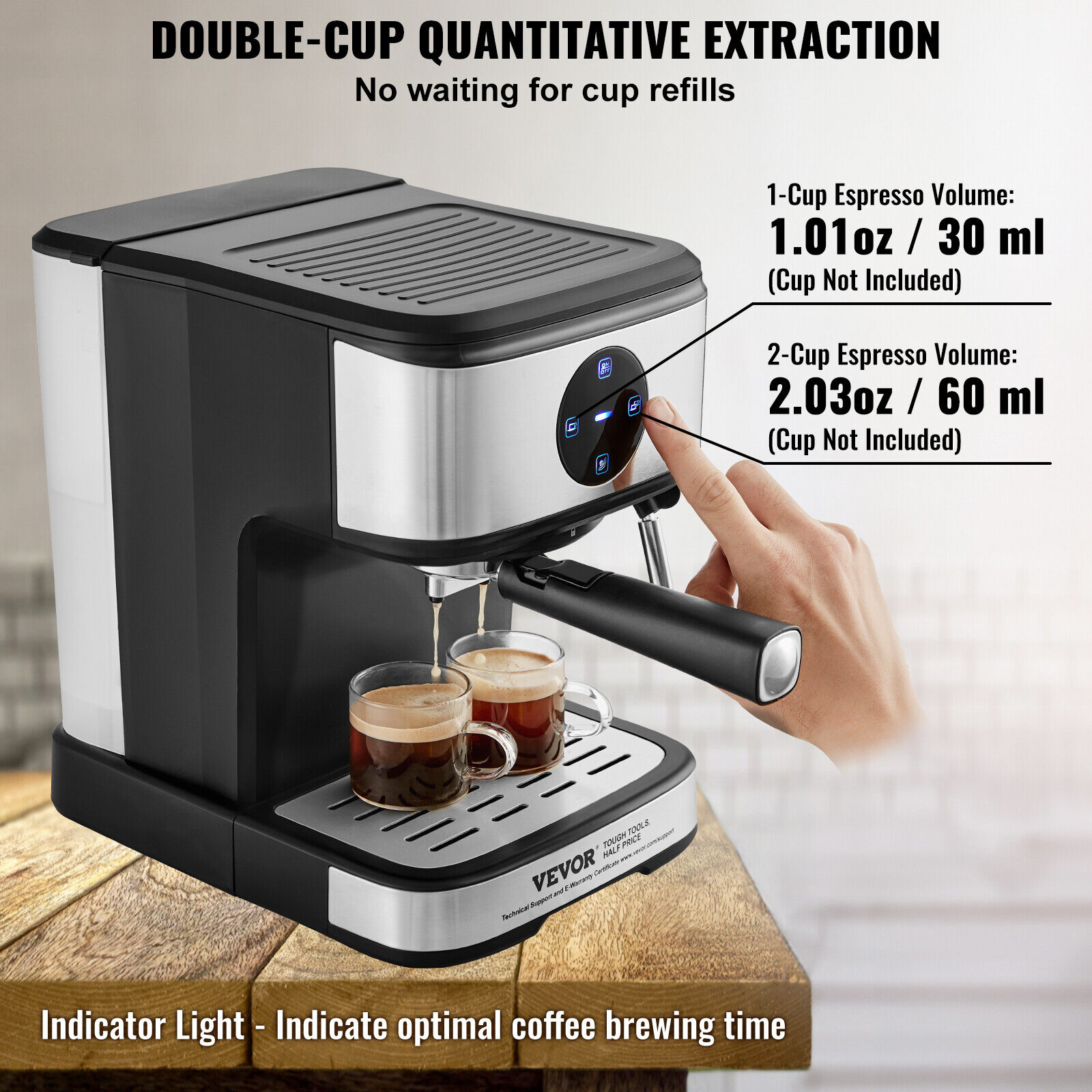 VEVOR 15 Bar Espresso Maker with Milk Frother