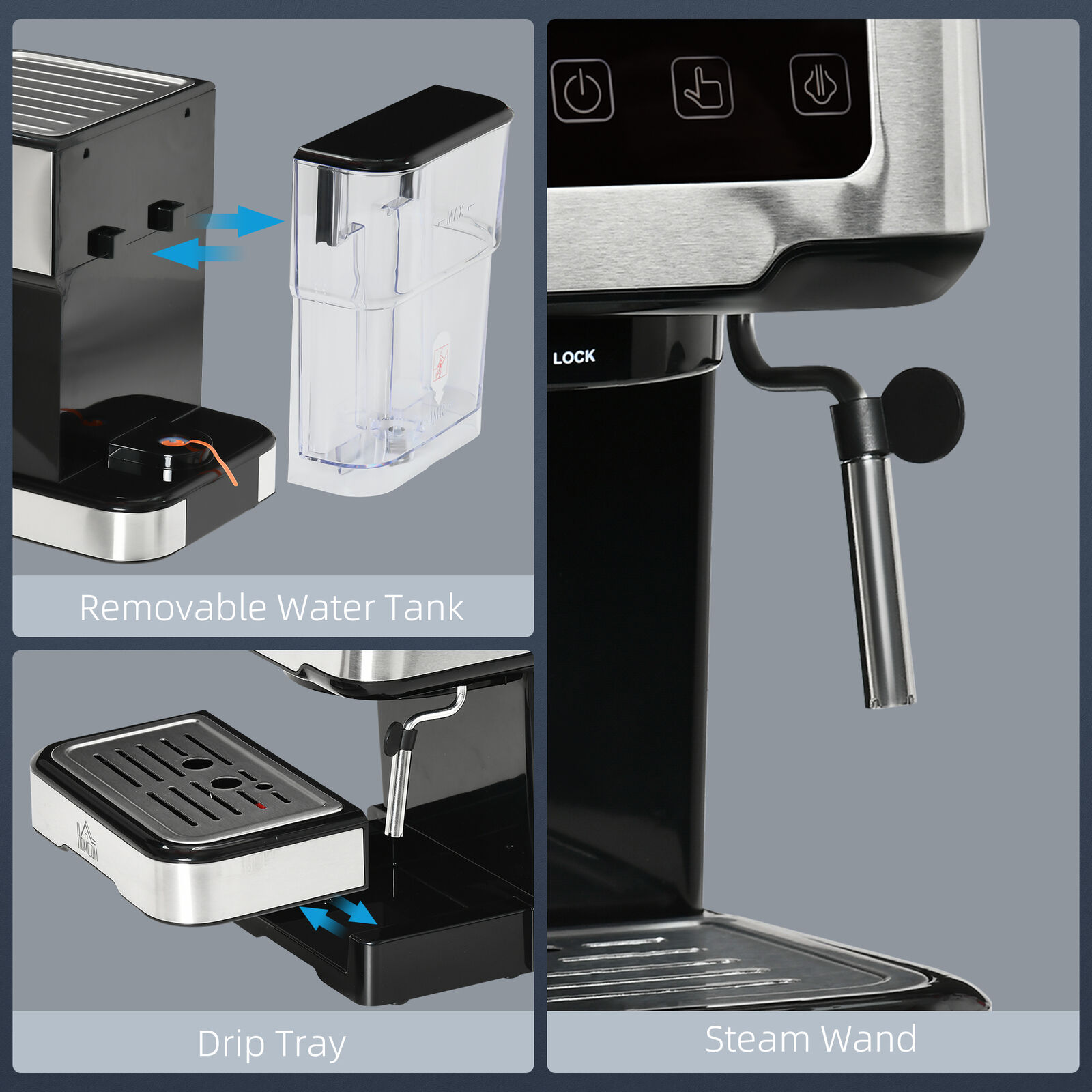 15-Bar Espresso Machine with Frother for Latte/Cappuccino