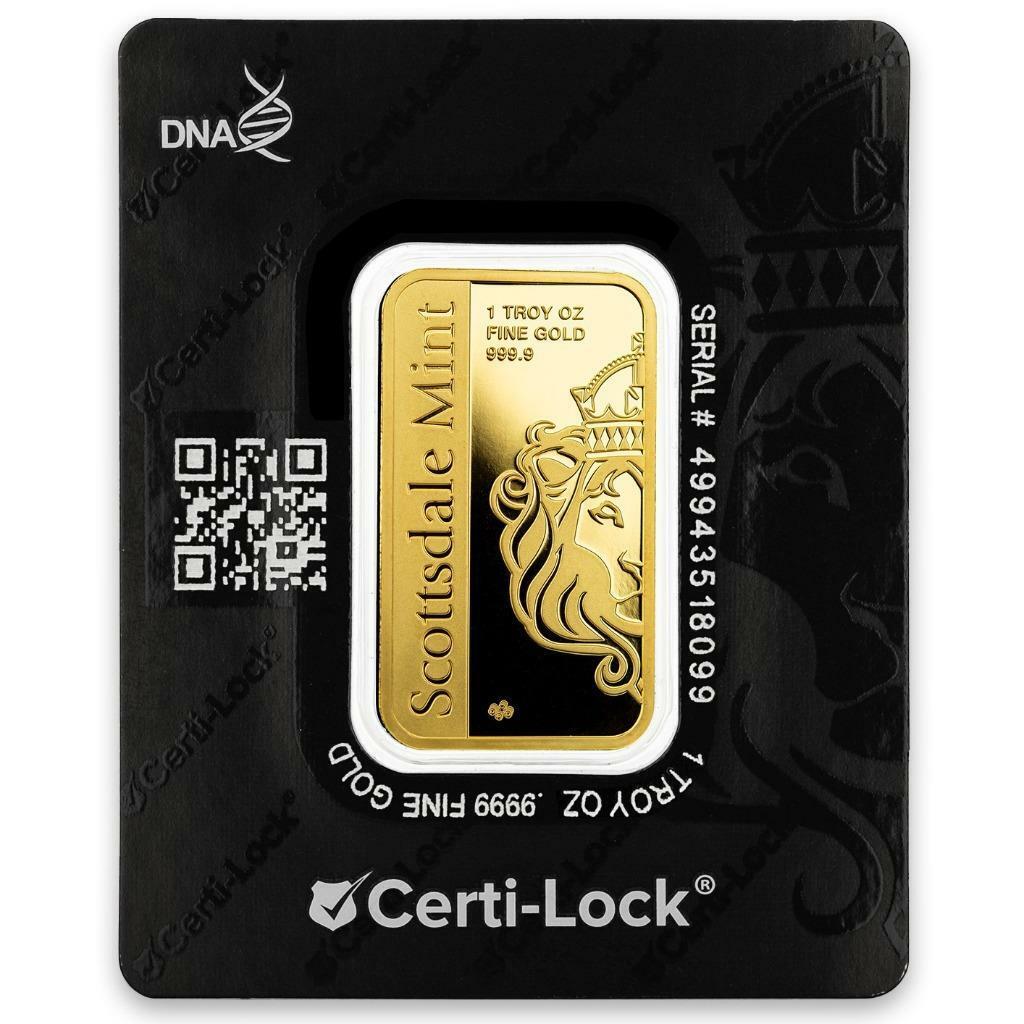 1oz .9999 Gold Bar PAMP / Scottsdale Archangel