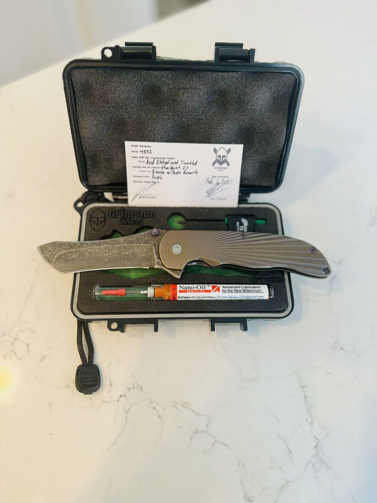 Grimsmo Knives Norseman 2.0 Bronze/Purple Starburst Blade