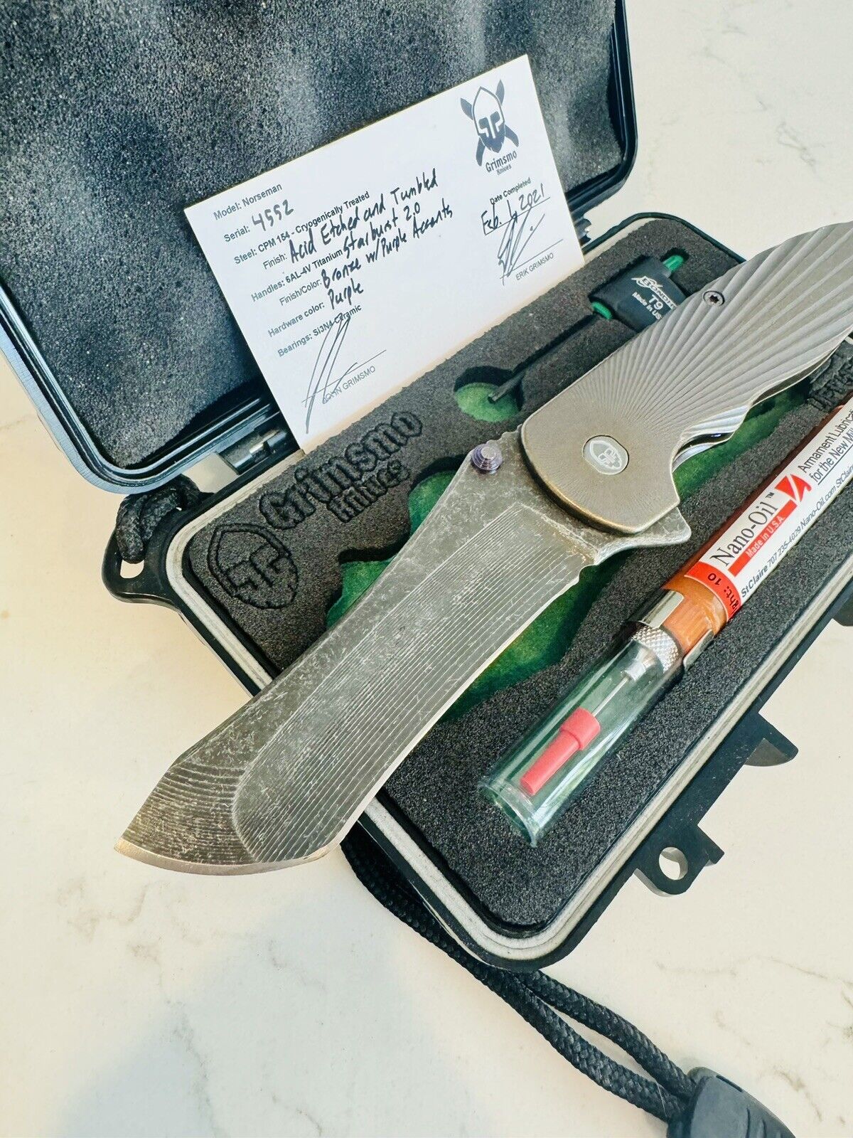 Grimsmo Knives Norseman 2.0 Bronze/Purple Starburst Blade