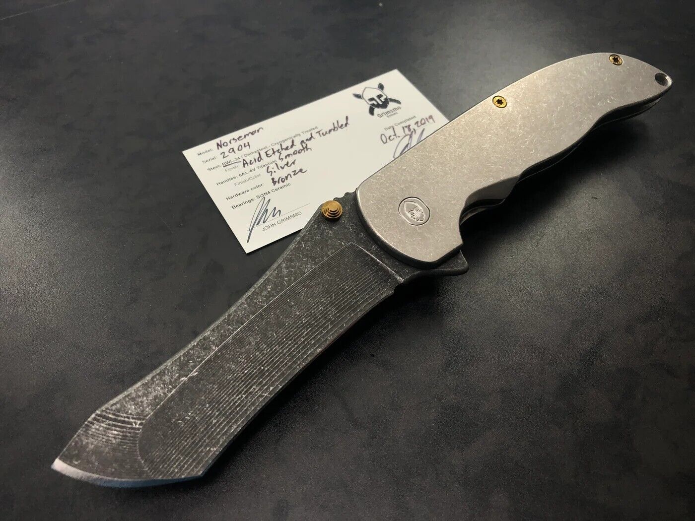 Grimsmo Norseman #2904: Silver smooth handle, bronze hardware