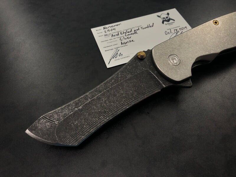 Grimsmo Norseman #2904: Silver smooth handle, bronze hardware