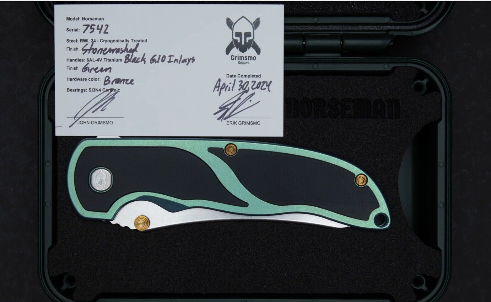 Grimsmo Norseman #7542 Green Titanium VIP Exclusive "Sealed