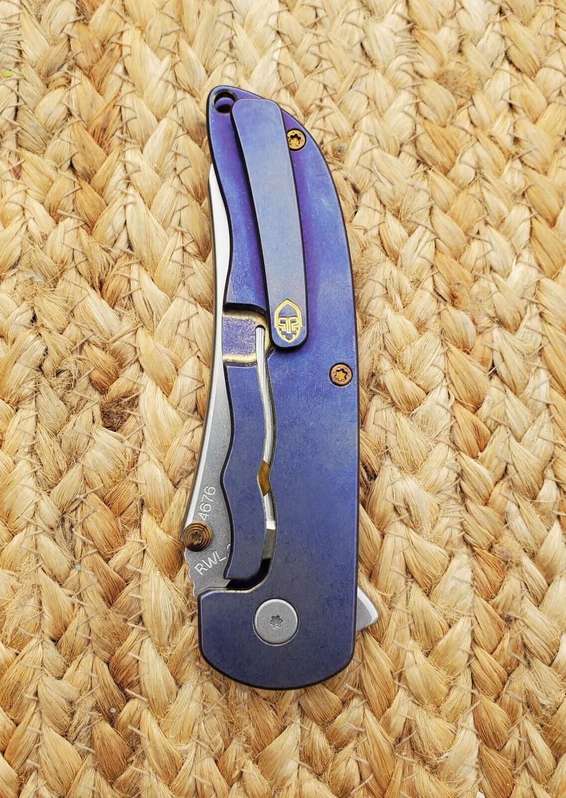 GRIMSMO Norseman Titanium Knife Honeycomb Purple Gold-Bronze