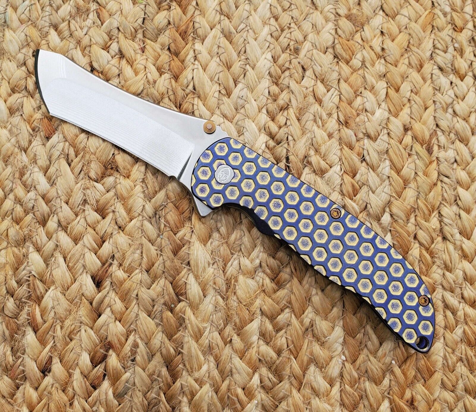 GRIMSMO Norseman Titanium Knife Honeycomb Purple Gold-Bronze