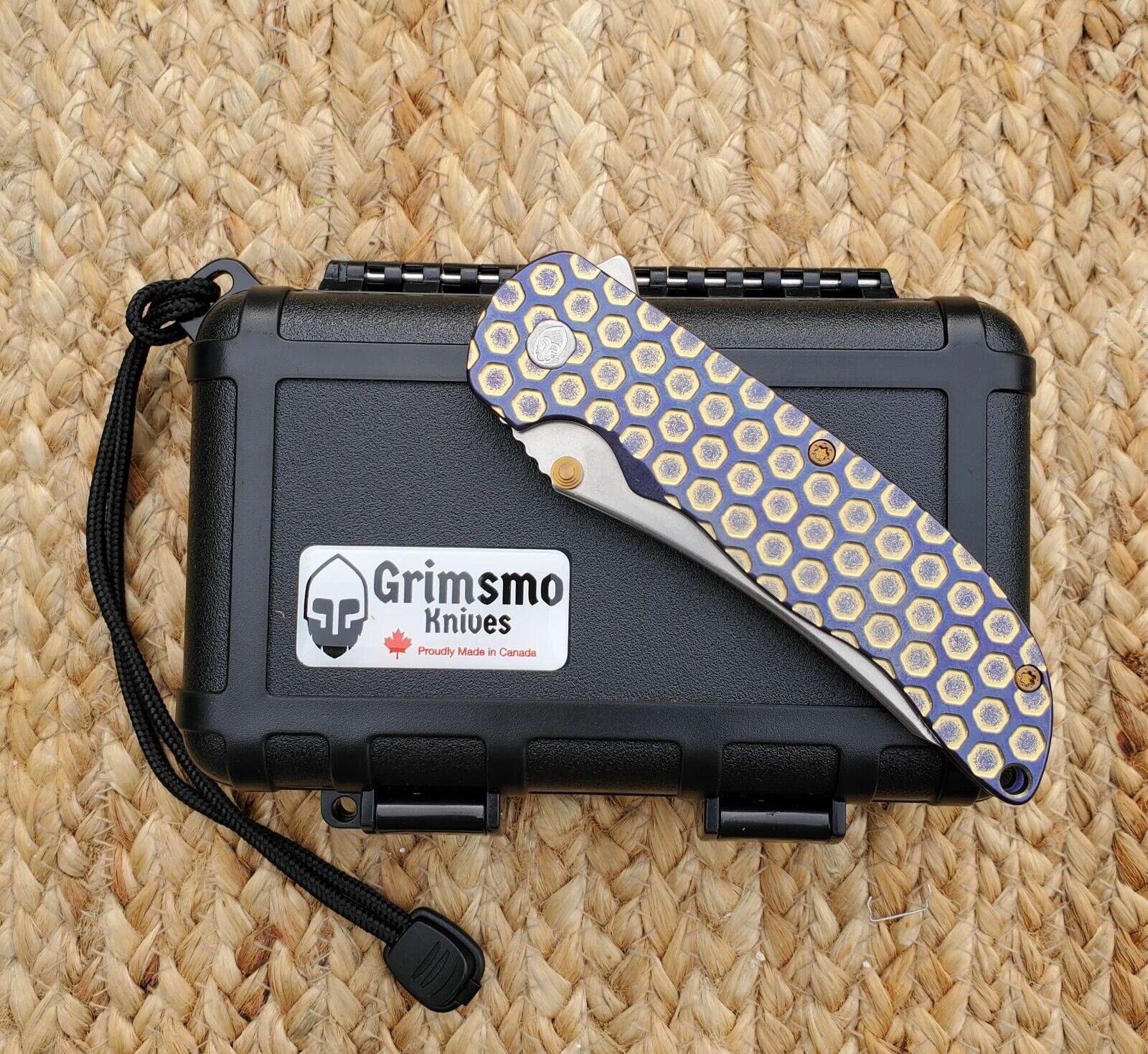GRIMSMO Norseman Titanium Knife Honeycomb Purple Gold-Bronze