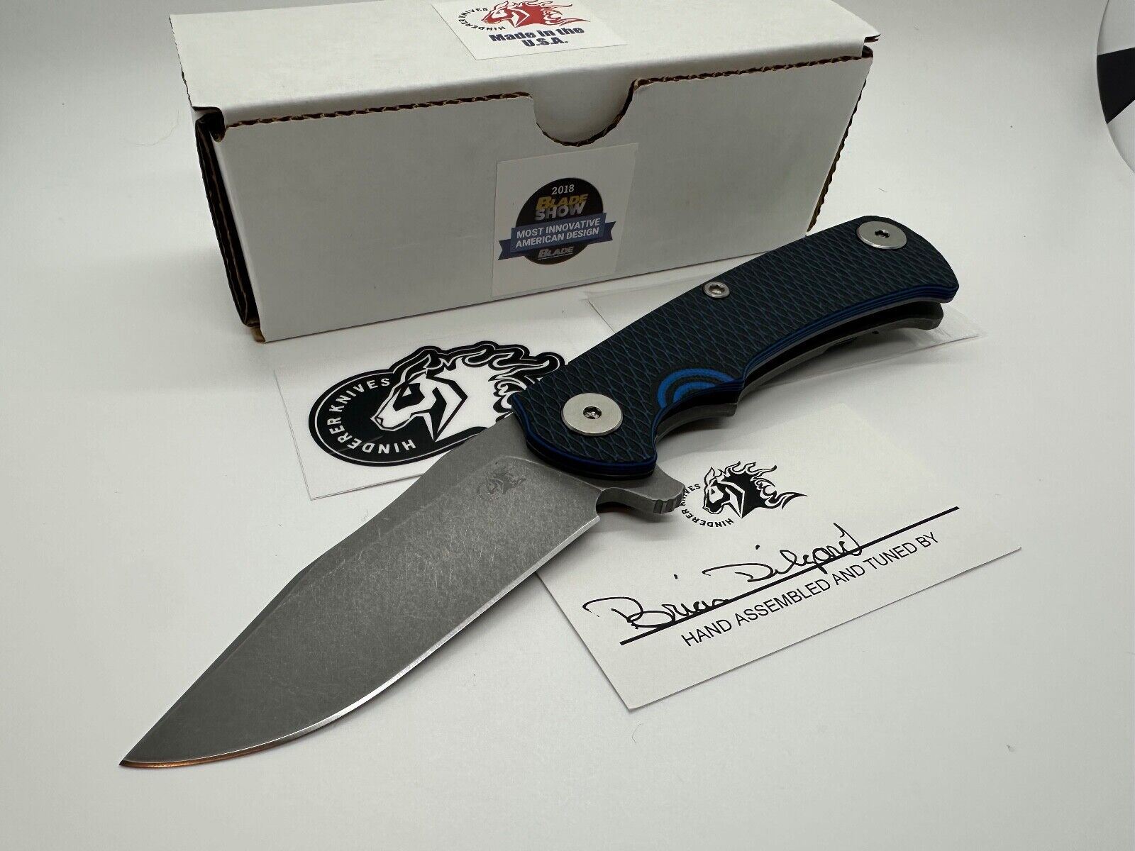Hinderer Textured WF Ti, Blue/Black G10, S45VN
