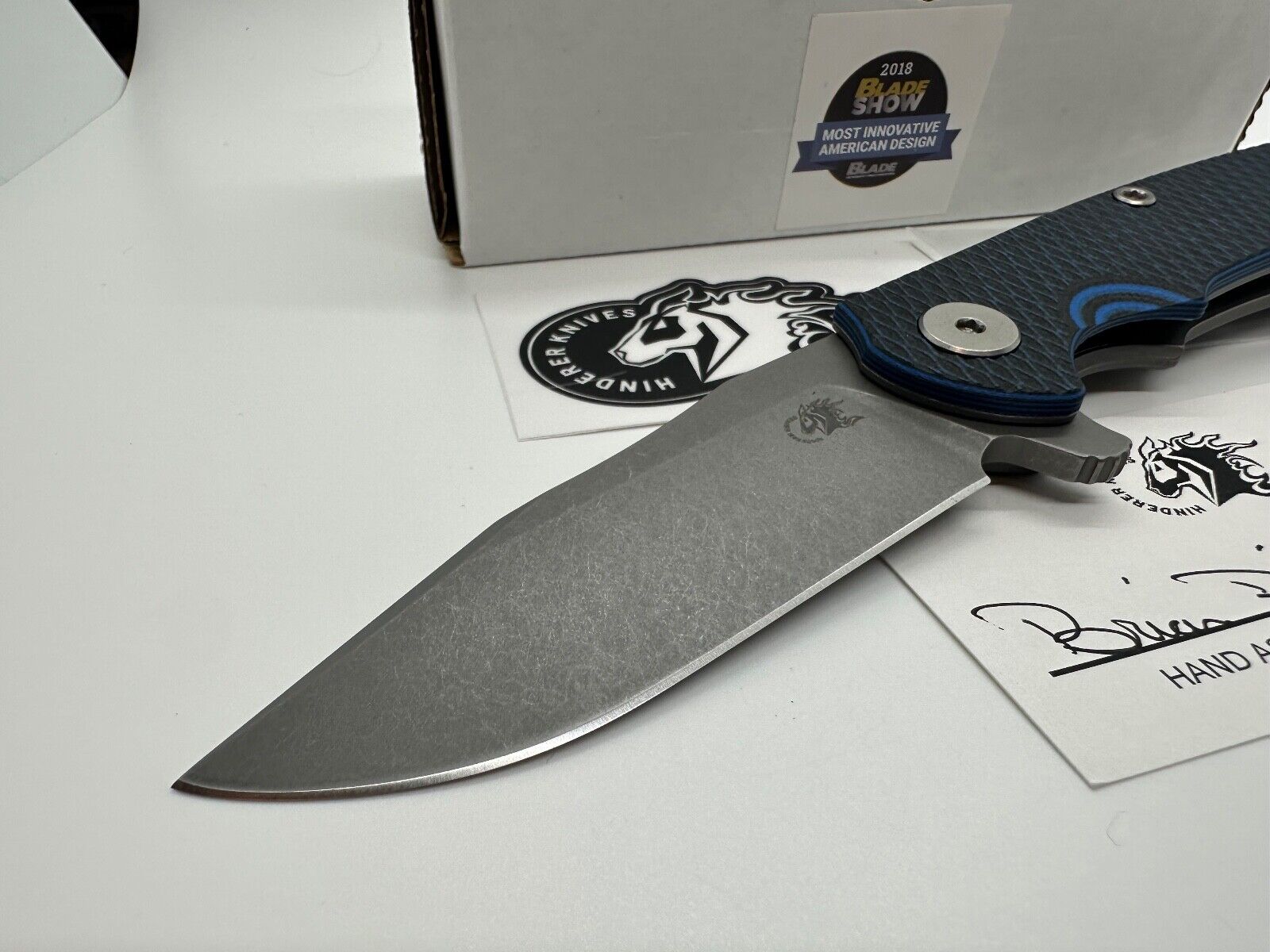 Hinderer Textured WF Ti, Blue/Black G10, S45VN
