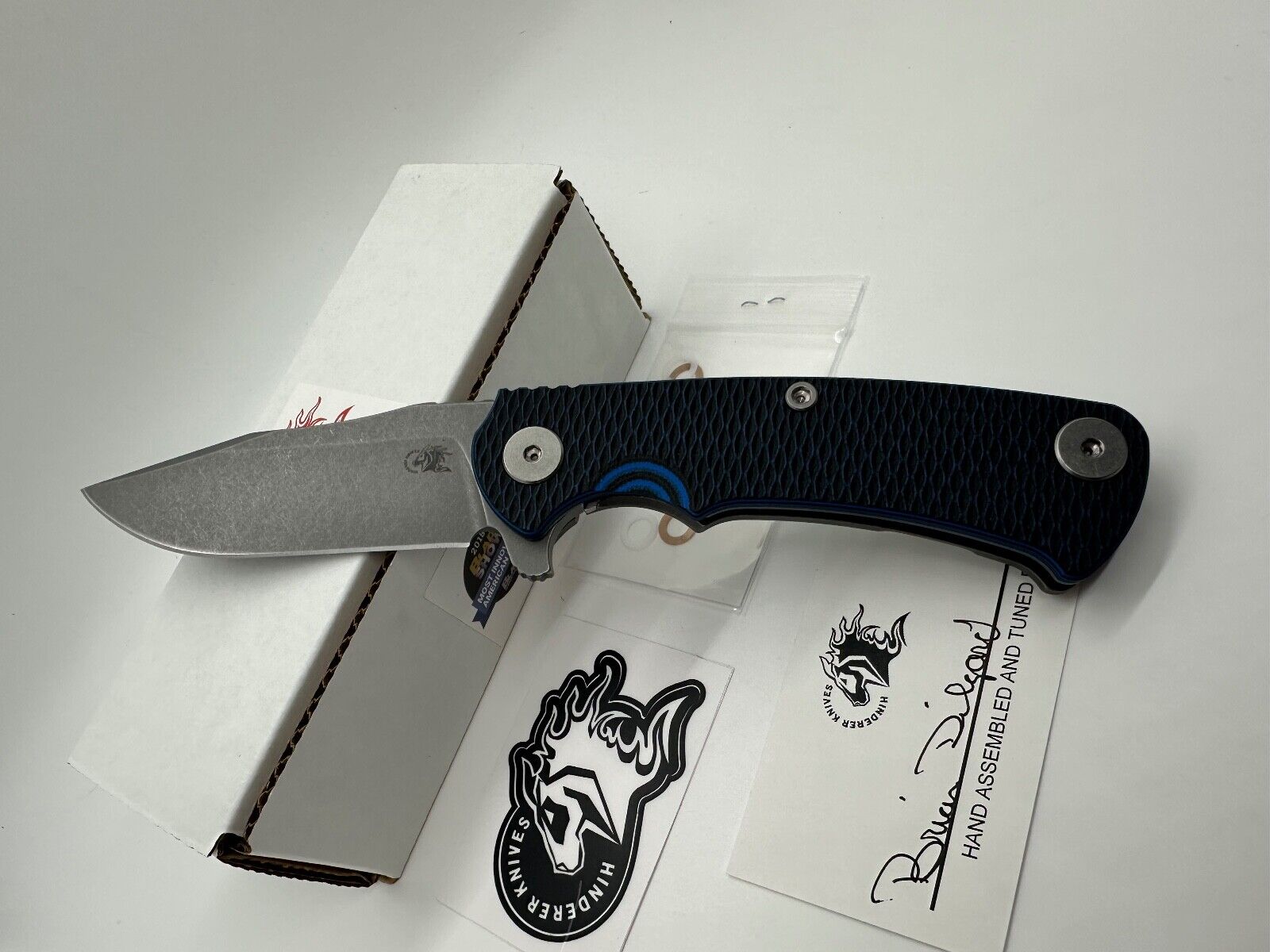 Hinderer Textured WF Ti, Blue/Black G10, S45VN