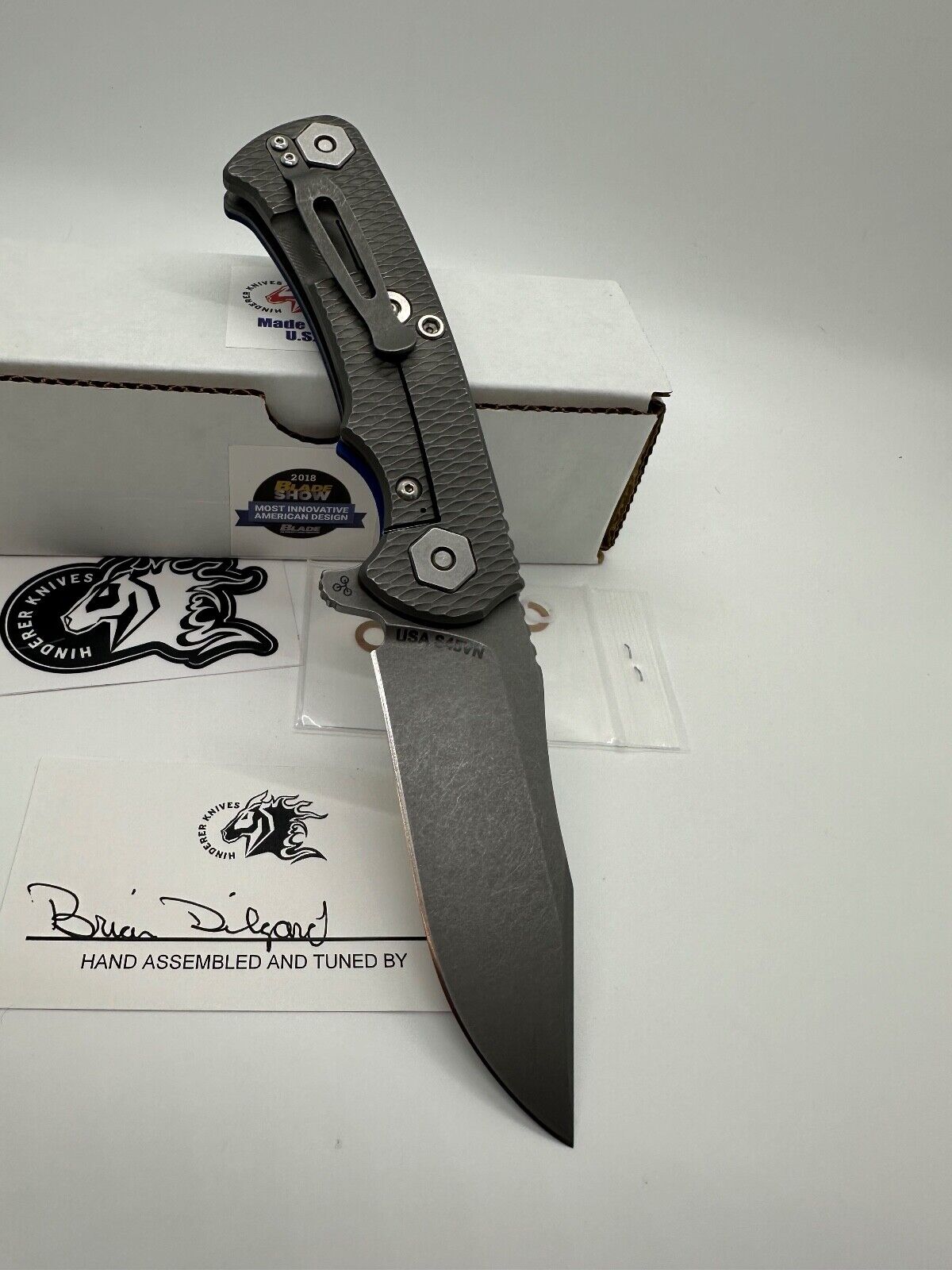 Hinderer Textured WF Ti, Blue/Black G10, S45VN