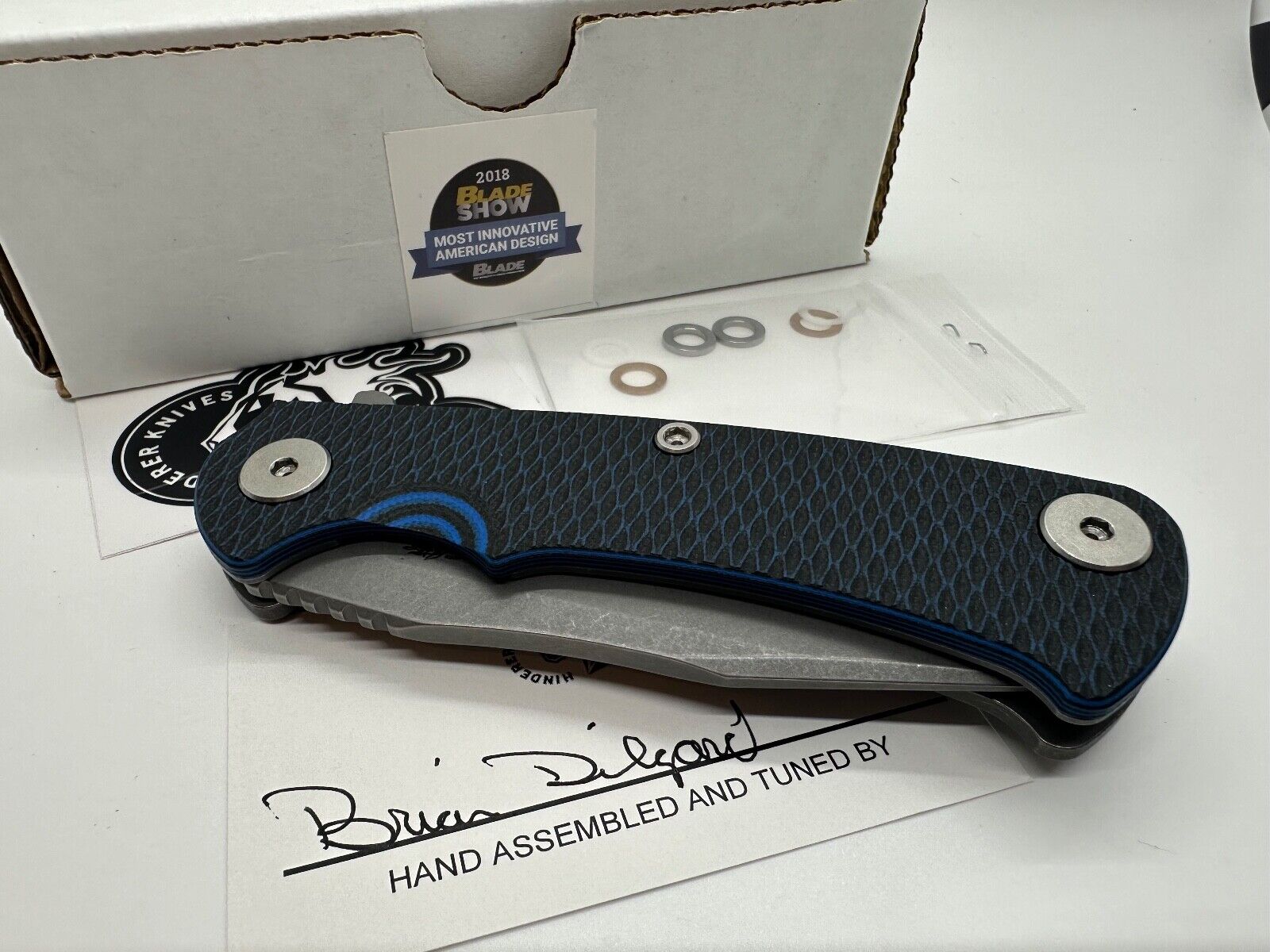 Hinderer Textured WF Ti, Blue/Black G10, S45VN