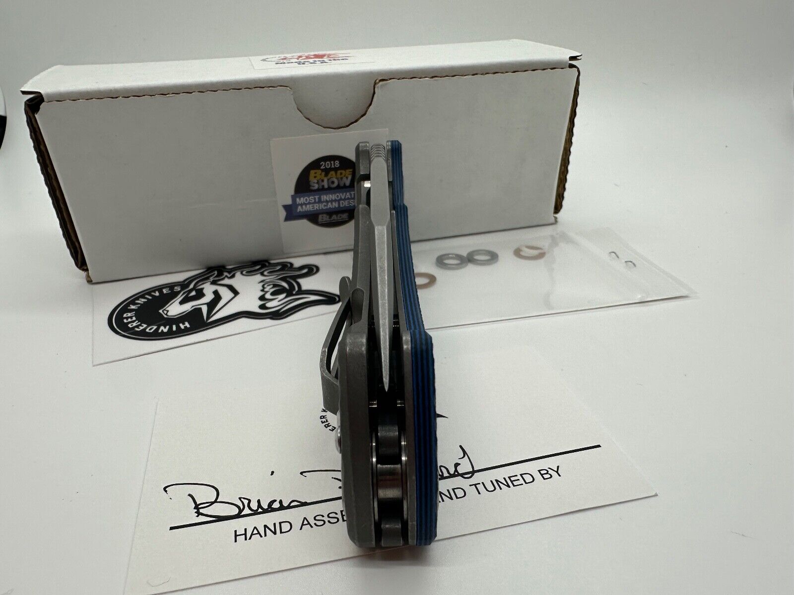 Hinderer Textured WF Ti, Blue/Black G10, S45VN