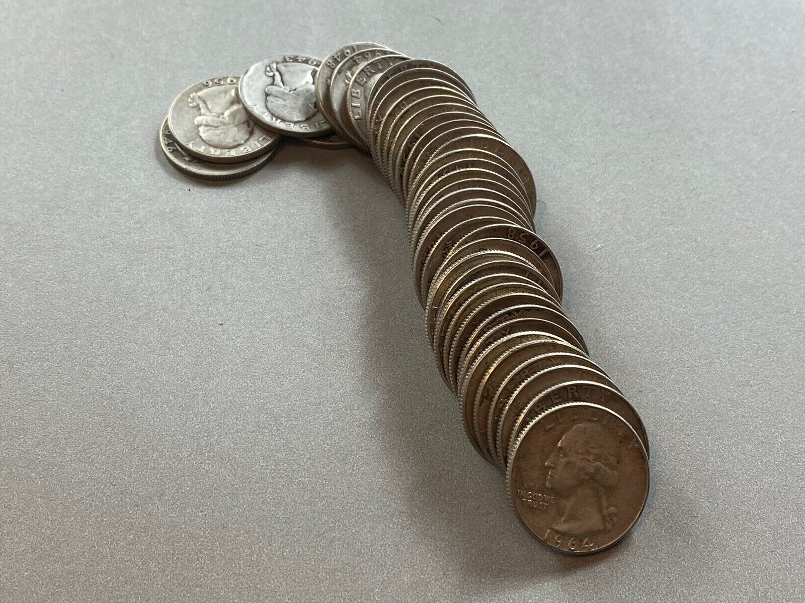 40 Washington Quarters 90% Silver Roll VIP 1932-1964