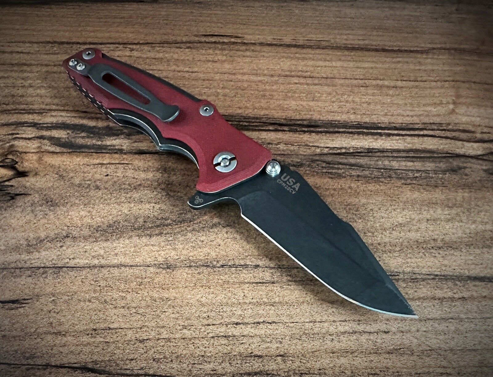Hinderer Knives Eklipse 3" Harpoon Spanto, CPM20CV, Black/Red