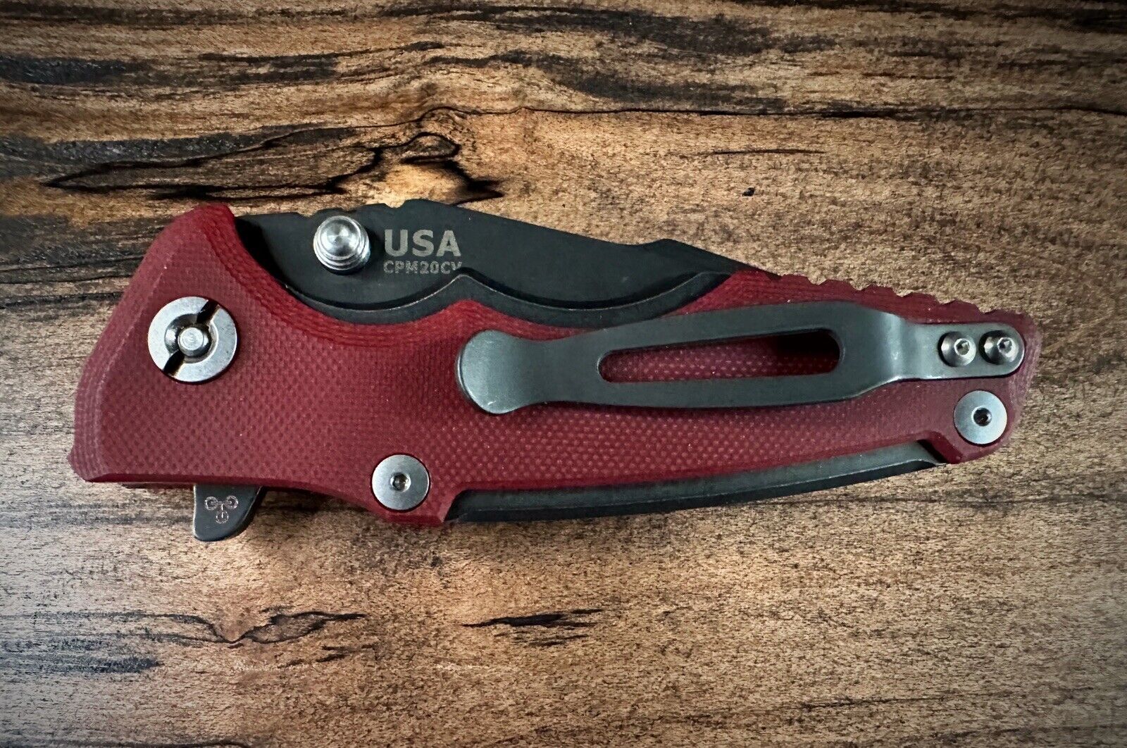 Hinderer Knives Eklipse 3" Harpoon Spanto, CPM20CV, Black/Red