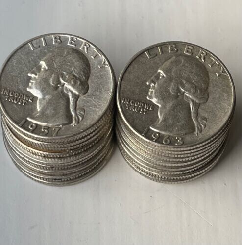40 Full Date 90% Silver Washington Quarters - $10