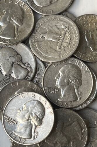 40 Full Date 90% Silver Washington Quarters - $10