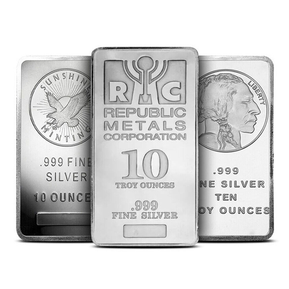 10 oz Silver Bar from Various Mints in VIP