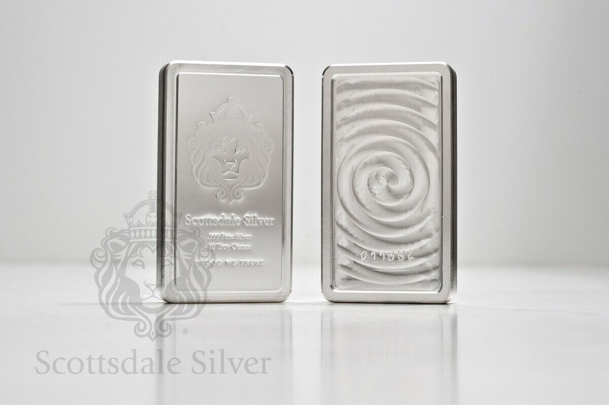 10 oz Scottsdale STACKER® .999 Silver Bar with Bag