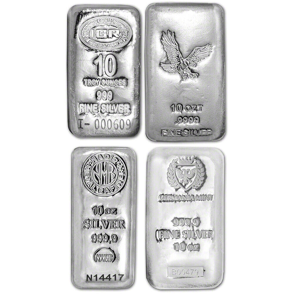 10 oz Silver Bar - Random Brand - .999 Fine
