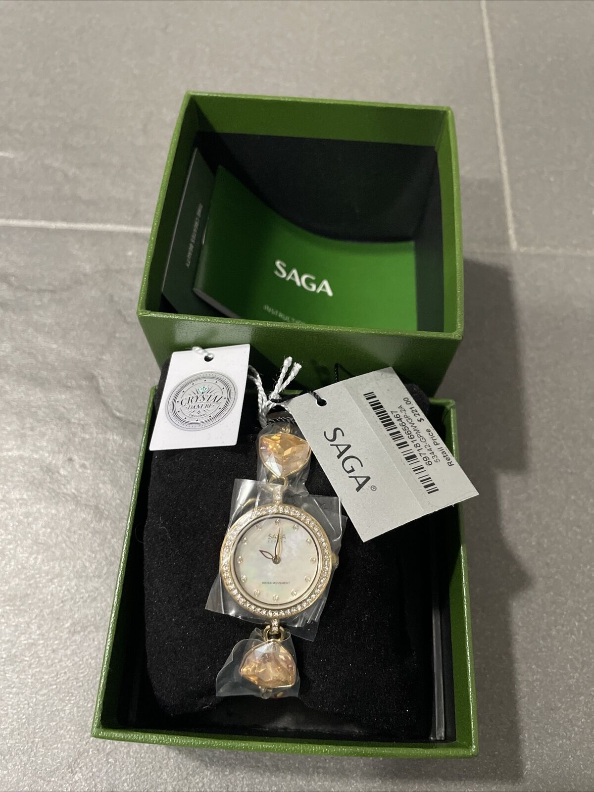 SAGA Crystal Danube Women's Wrist Watch Bracelet