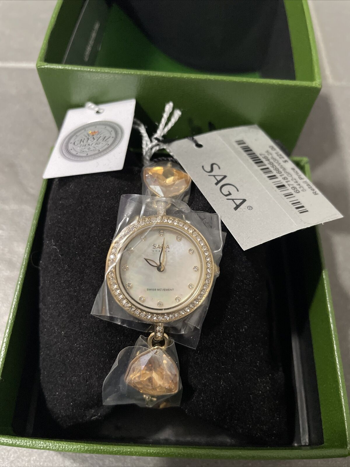 SAGA Crystal Danube Women's Wrist Watch Bracelet