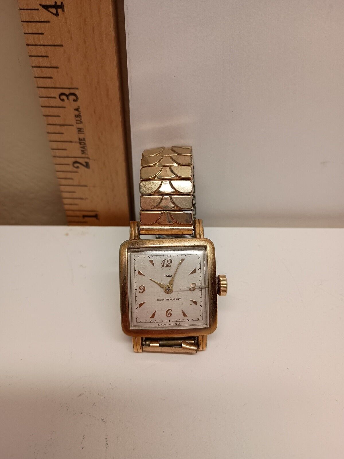 Vintage Square Face Gold Watch US Time Champain Gold