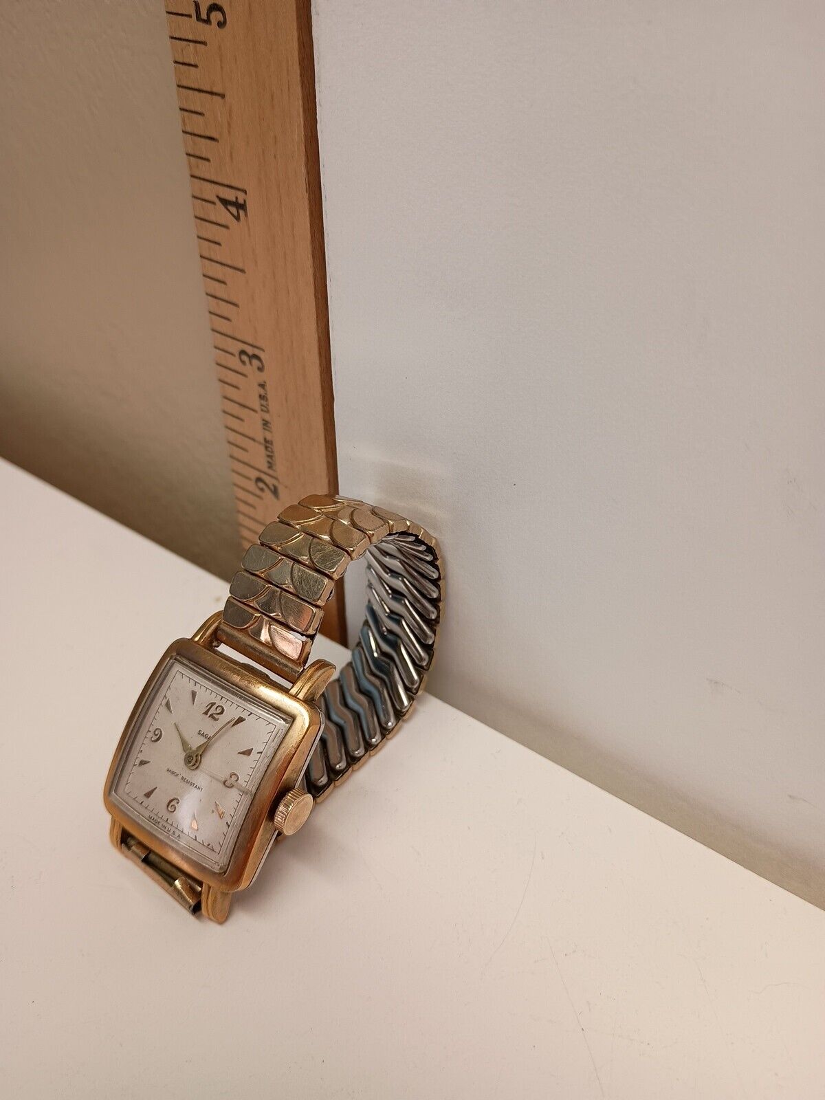 Vintage Square Face Gold Watch US Time Champain Gold