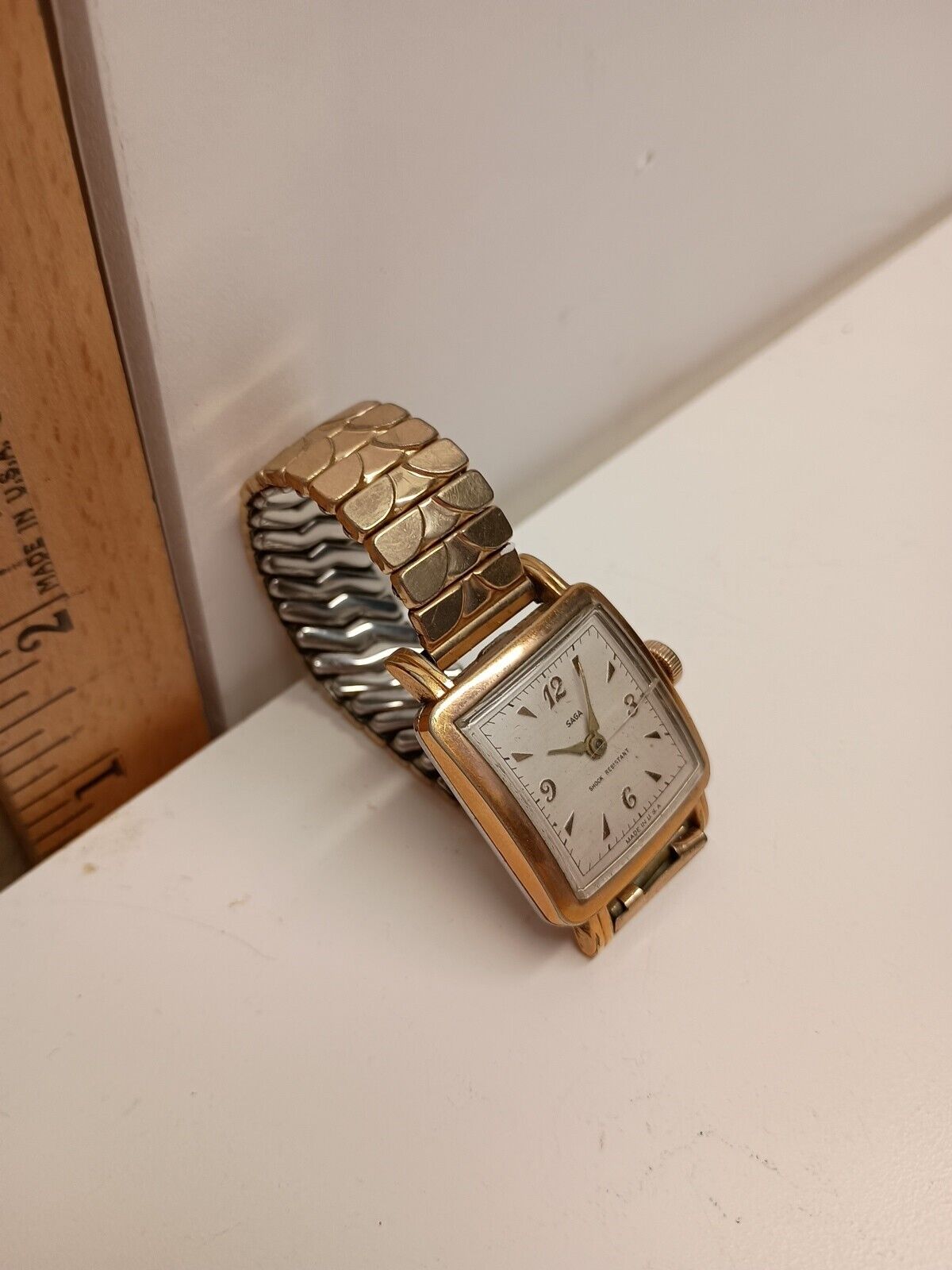 Vintage Square Face Gold Watch US Time Champain Gold