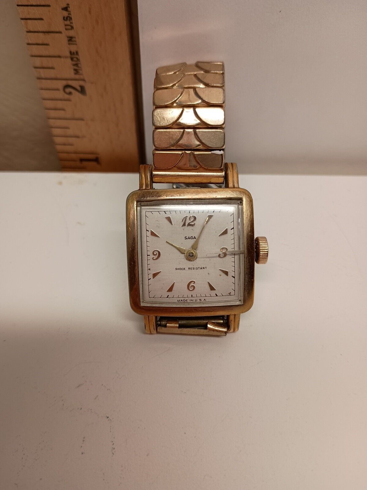 Vintage Square Face Gold Watch US Time Champain Gold