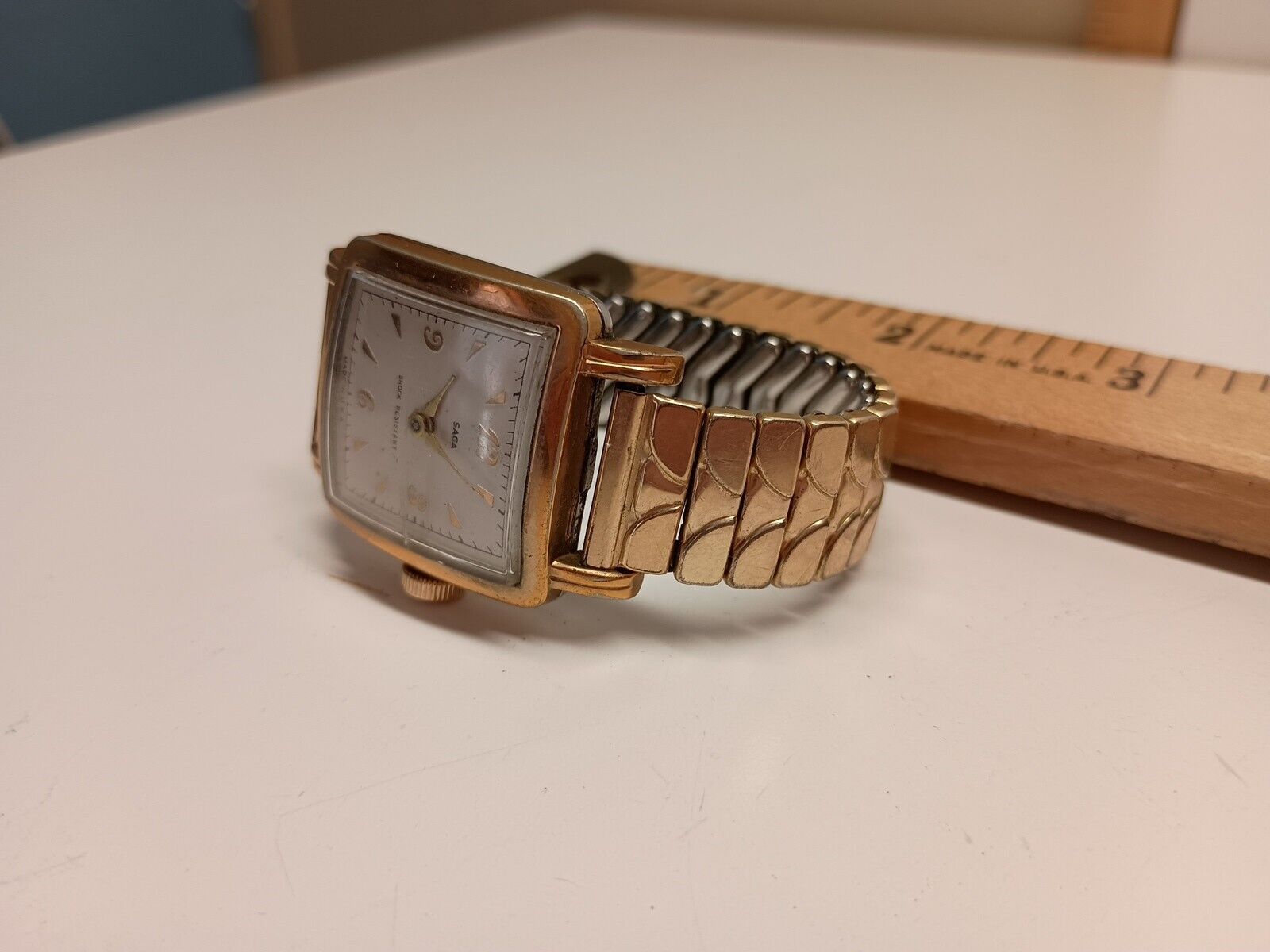 Vintage Square Face Gold Watch US Time Champain Gold