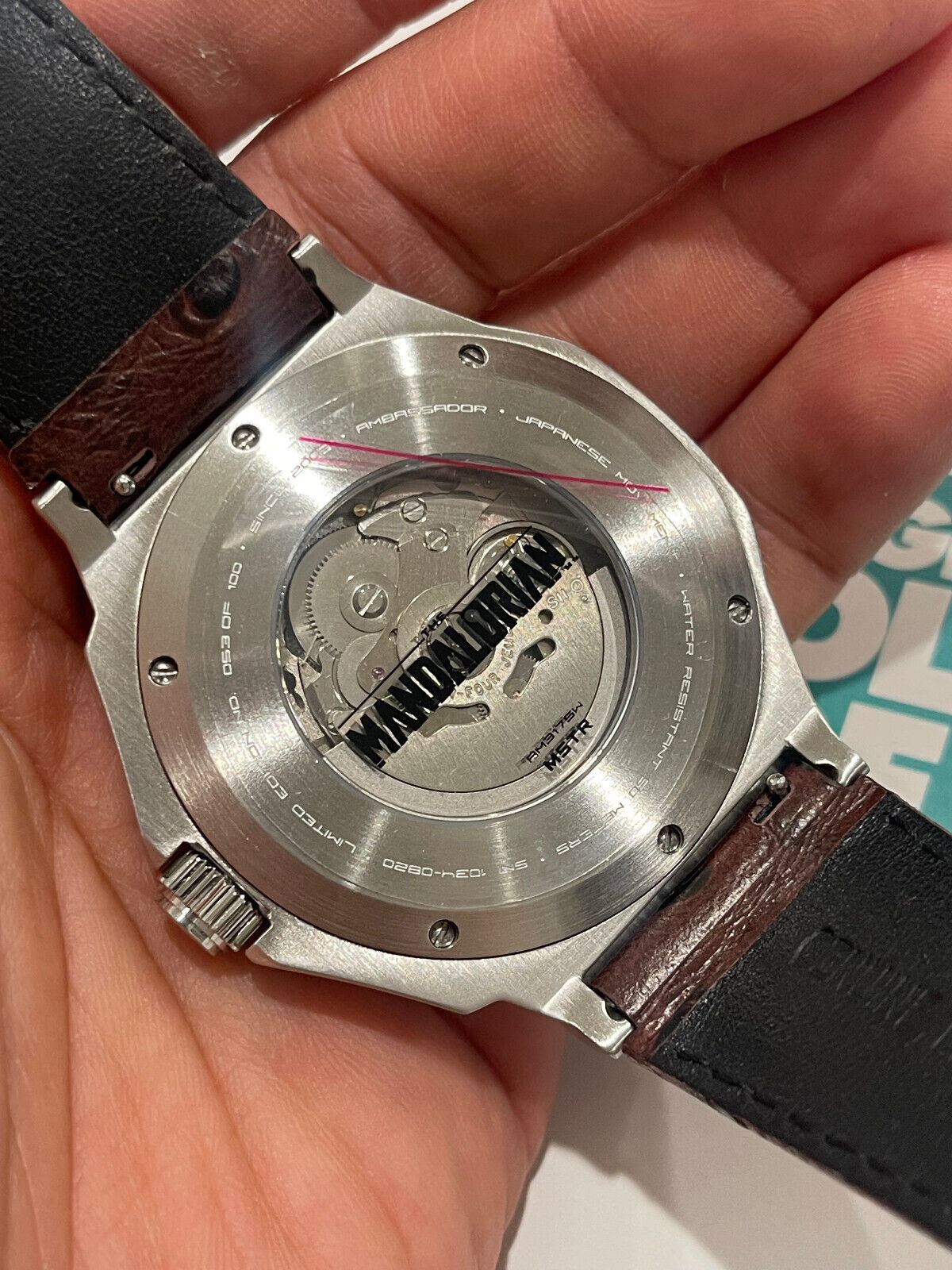 Seiko NH35 Automatic Star Wars Mandalorian Watch with Ostrich Band
