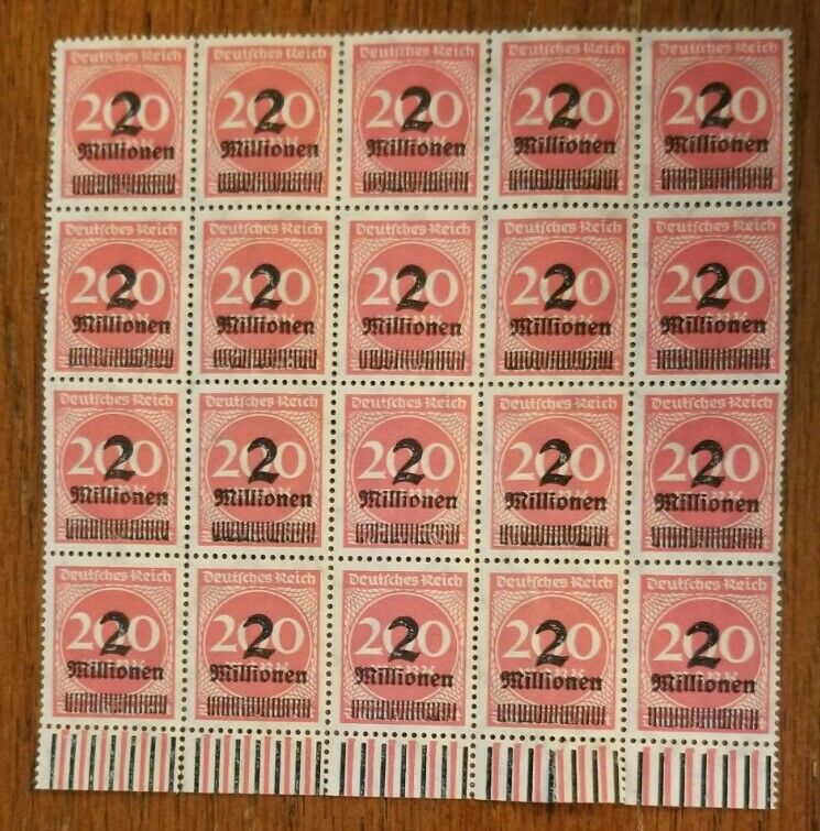 German Empire 1923 Overprinted Stamp Block 20 VIP
