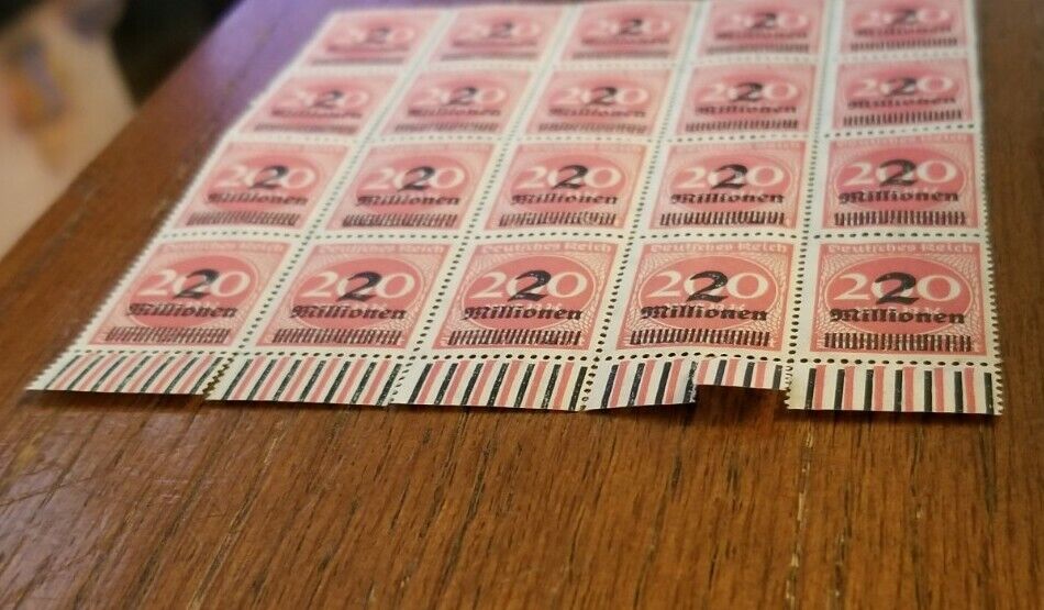 German Empire 1923 Overprinted Stamp Block 20 VIP