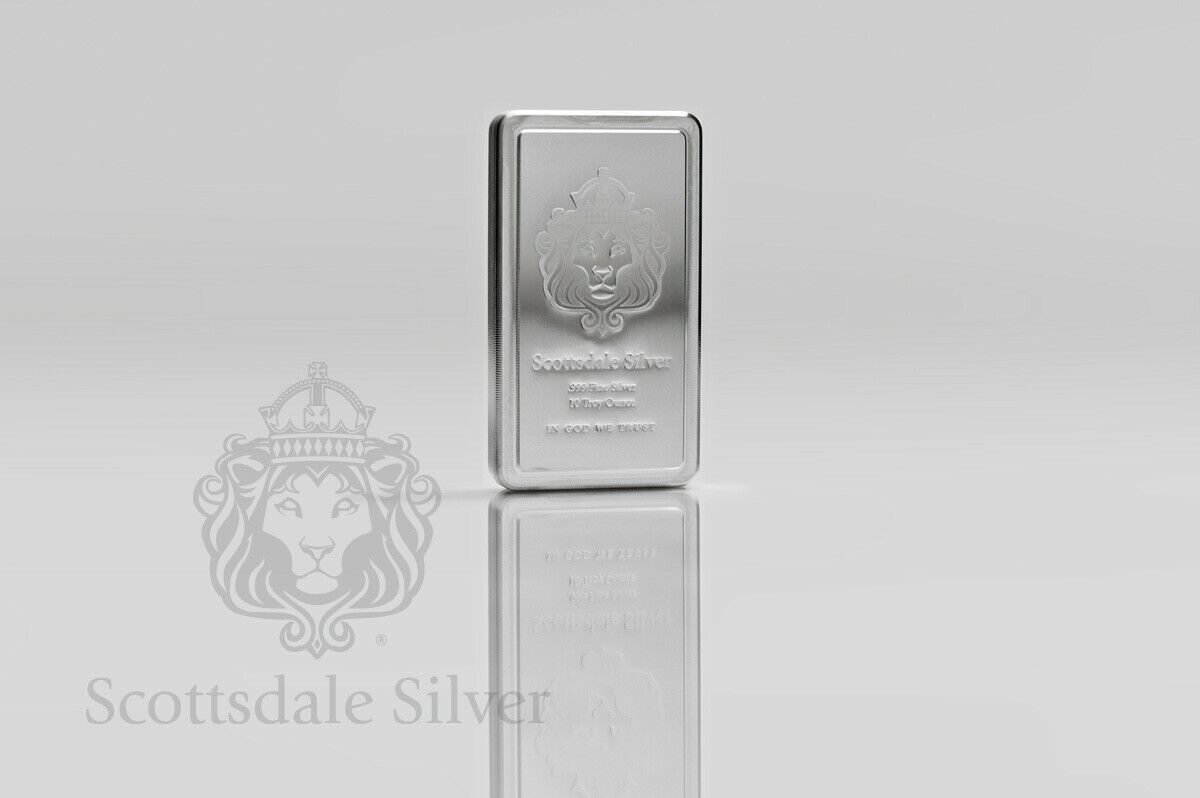 10 oz Scottsdale STACKER® .999 Silver Bar with Bag