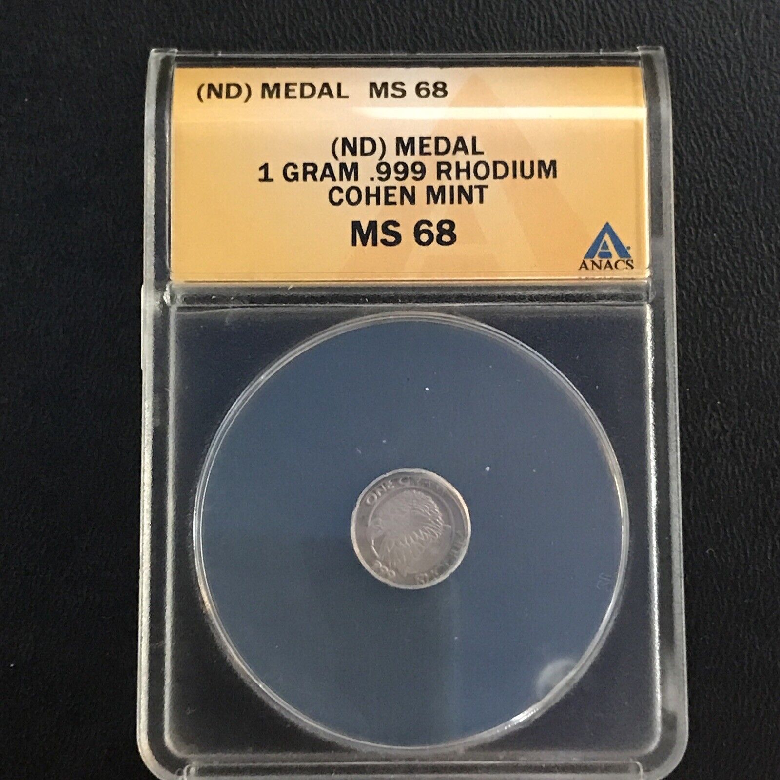 1g Rhodium Medal .999 Fine - Cohen Mint VIP
