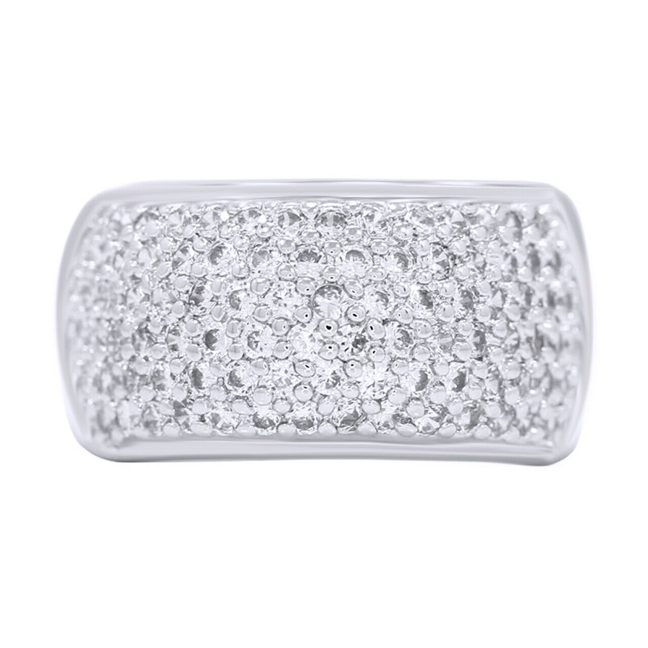 VIP Rhodium Plated Wide Band Micro Pave Crystal Ring