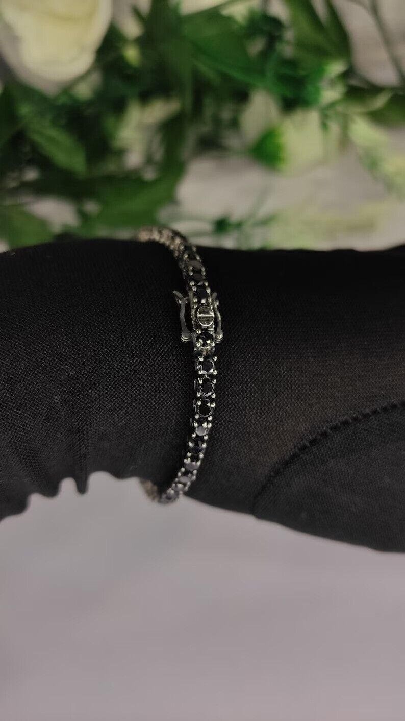 Men's 10CT Black Diamond Tennis Bracelet 14K Gold