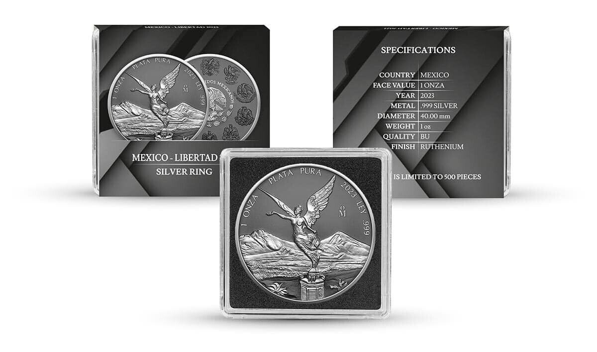 2023 Mexico Silver Libertad Ring with Ruthenium Gild
