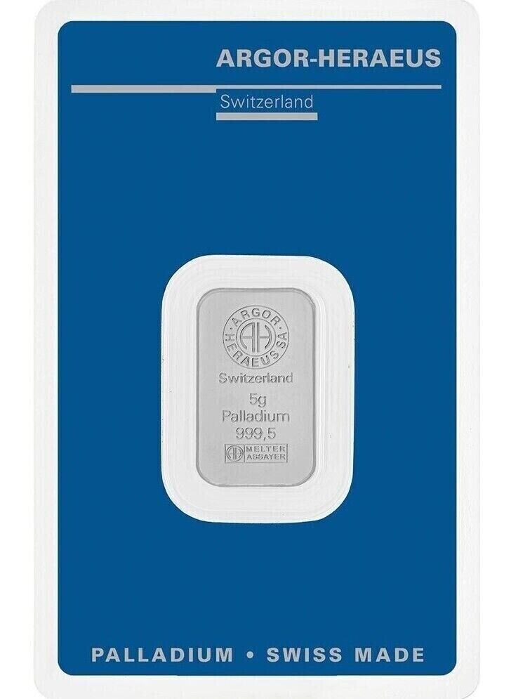 5g Switzerland Argor-Heraeus Palladium Bar 999.5 VIP Certified
