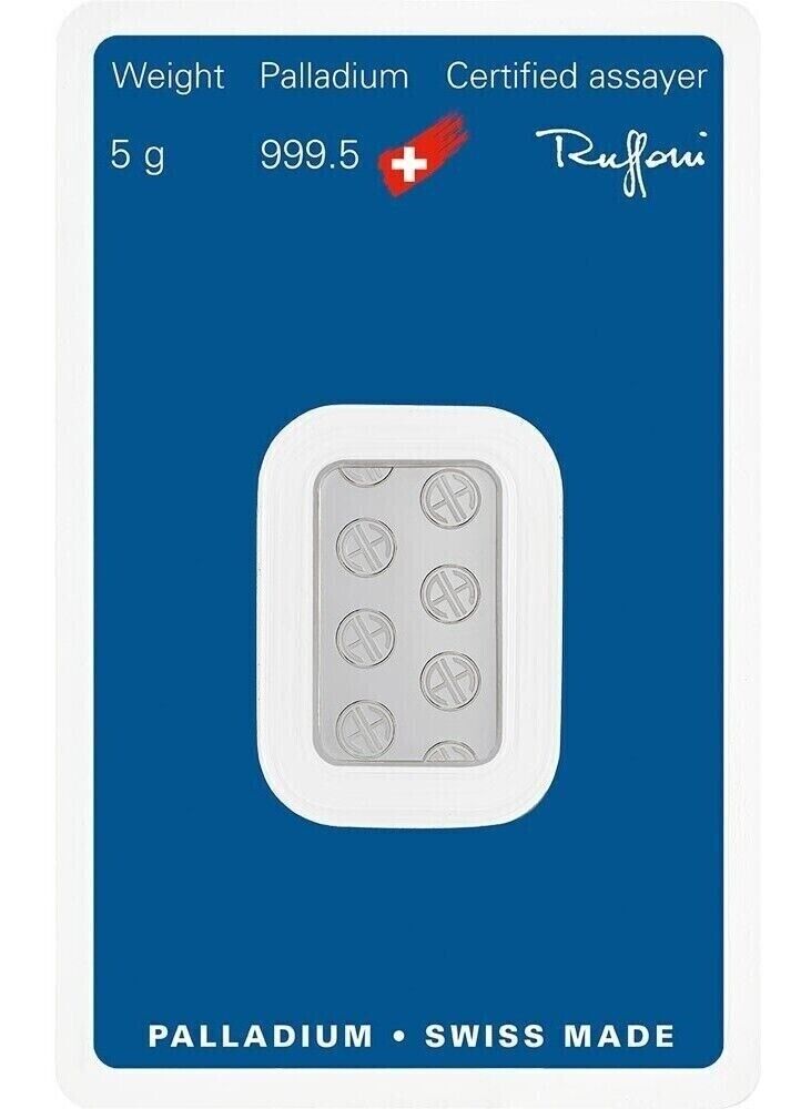 5g Switzerland Argor-Heraeus Palladium Bar 999.5 VIP Certified
