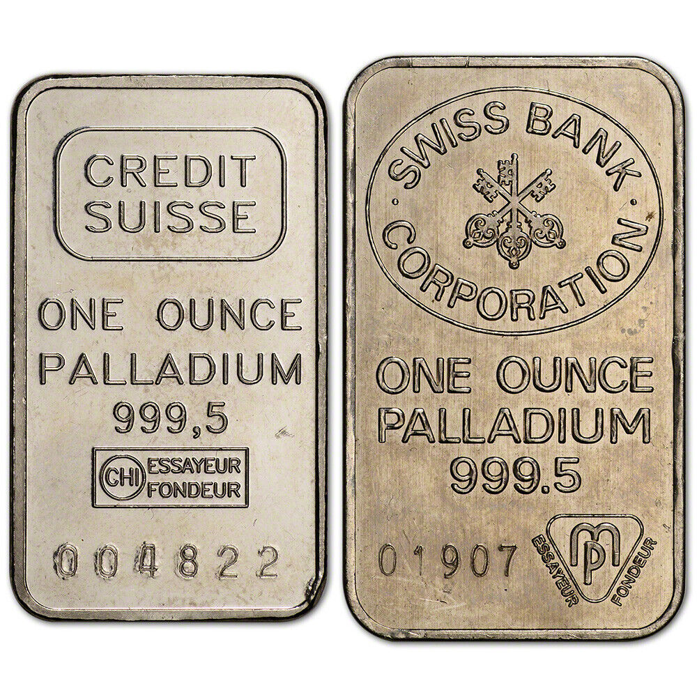 1 oz. Palladium Bar - Random Brand - 999.5 Fine