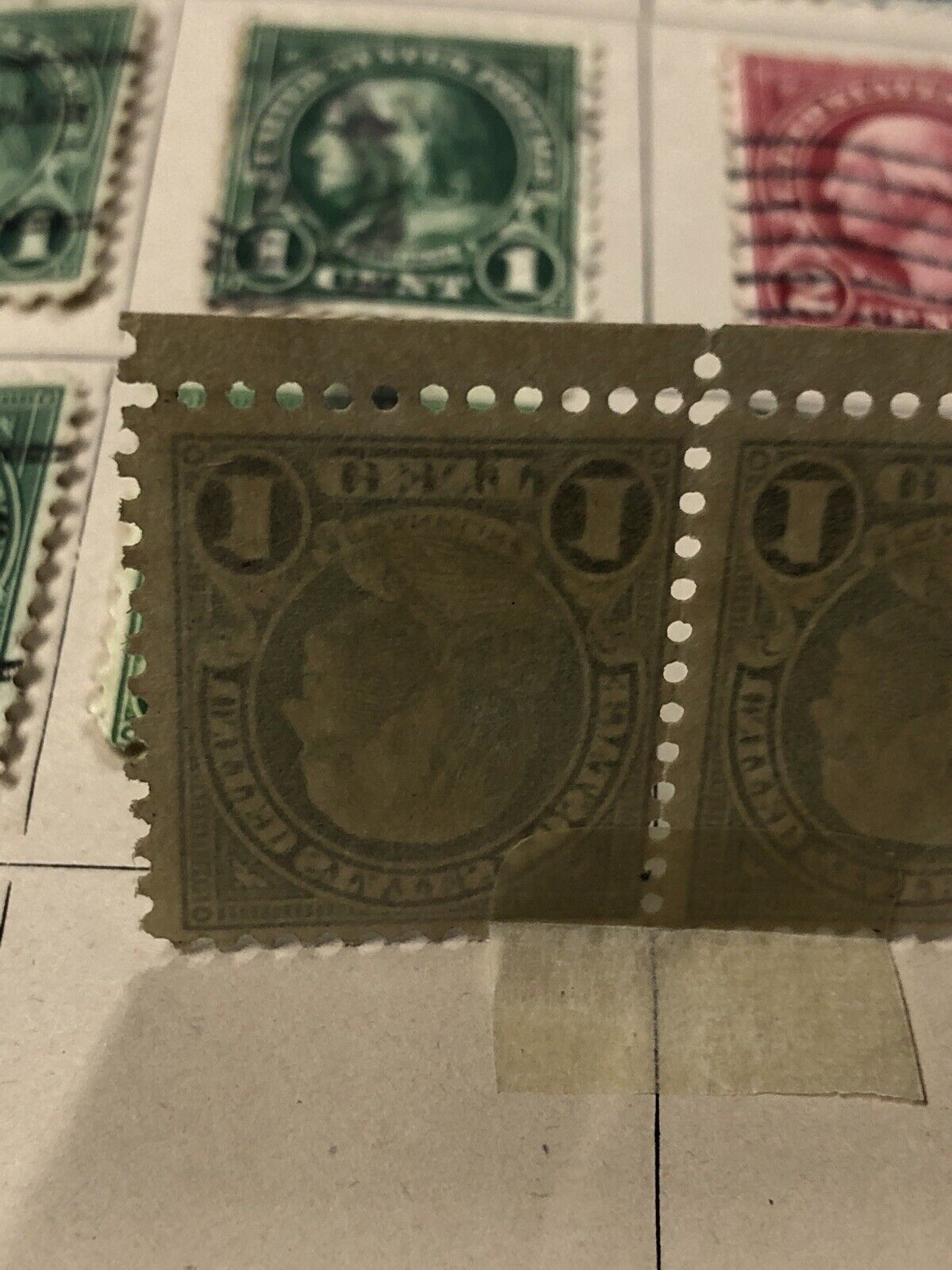 Pair of Rare 1 Cent Ben Franklin Stamp