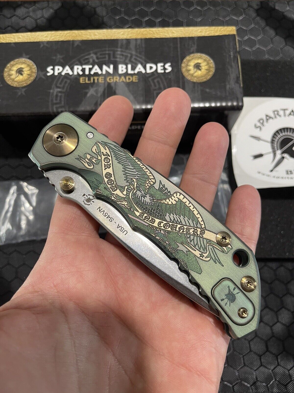 USA Made Spartan Blades Harsey - Titanium Scales (4")